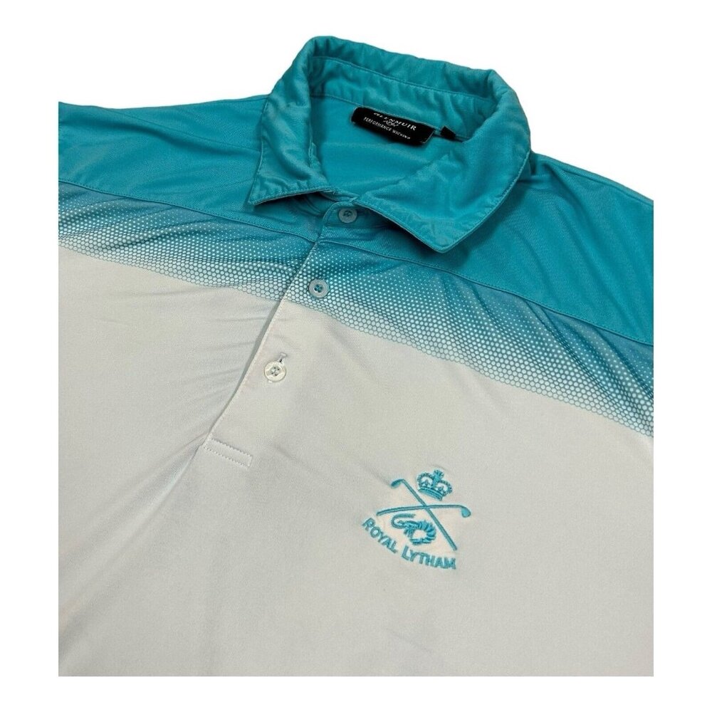 Glenmuir Men's Large Polo Shirt Performance Wicking White‎ Blue (Defects)